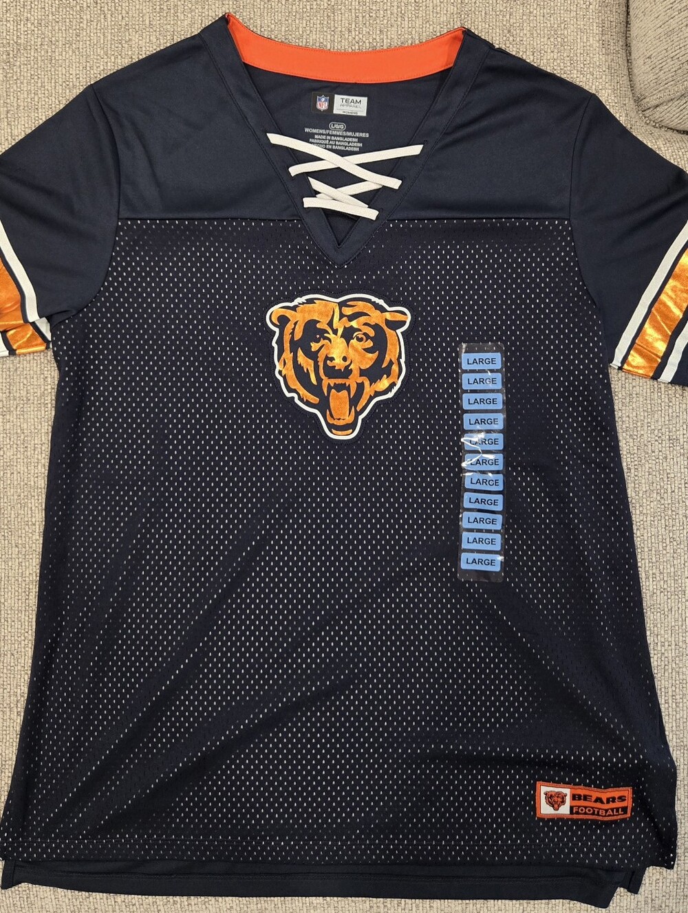 Chicago Bears Navy & Orange Women's Jersey Tee - Large